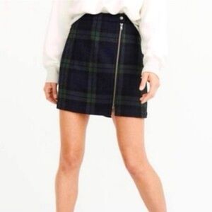 Abercrombie & Fitch Wool Tartan Mini Skirt - Black and Green